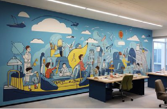 高安办公室墙绘的特点。
